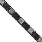 Stainless Steel Polished Black IP-plated with Sedimentary Rock Inlay Link Bracelet for Men