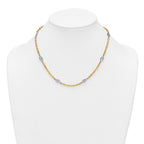 14k Two-tone Polished 6.5mm Fancy Cable Chain and Filigree Oval 18 inch Necklace