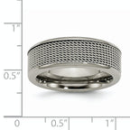 Titanium Unisex Wedding Band with Polished StainleSterling Silver Mesh Center