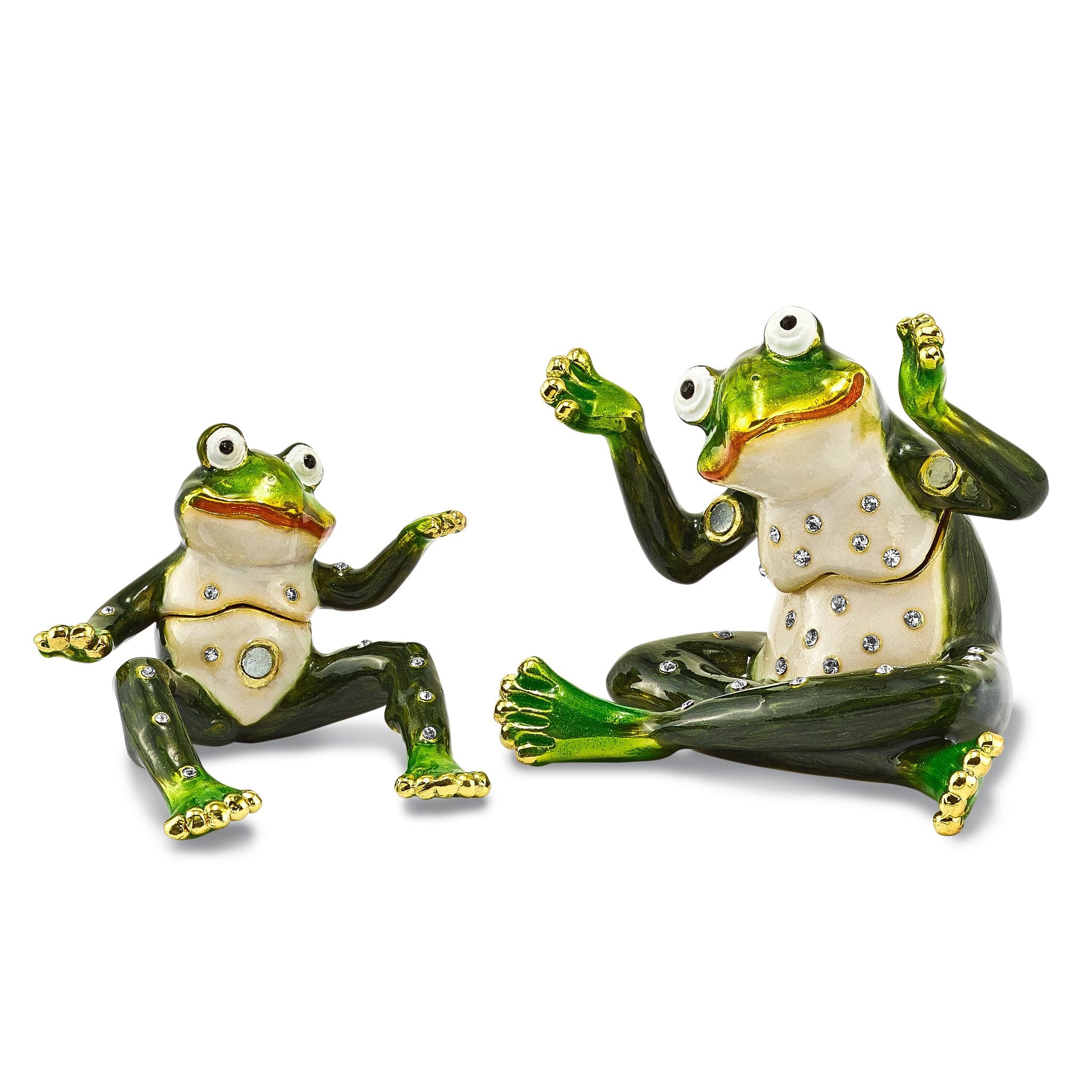 Luxury Giftware Pewter Bejeweled Crystals Gold-tone Enameled MAMA & TAD Frog Mother and Child Trinket Box with Matching 18 Inch Necklace Secondary image