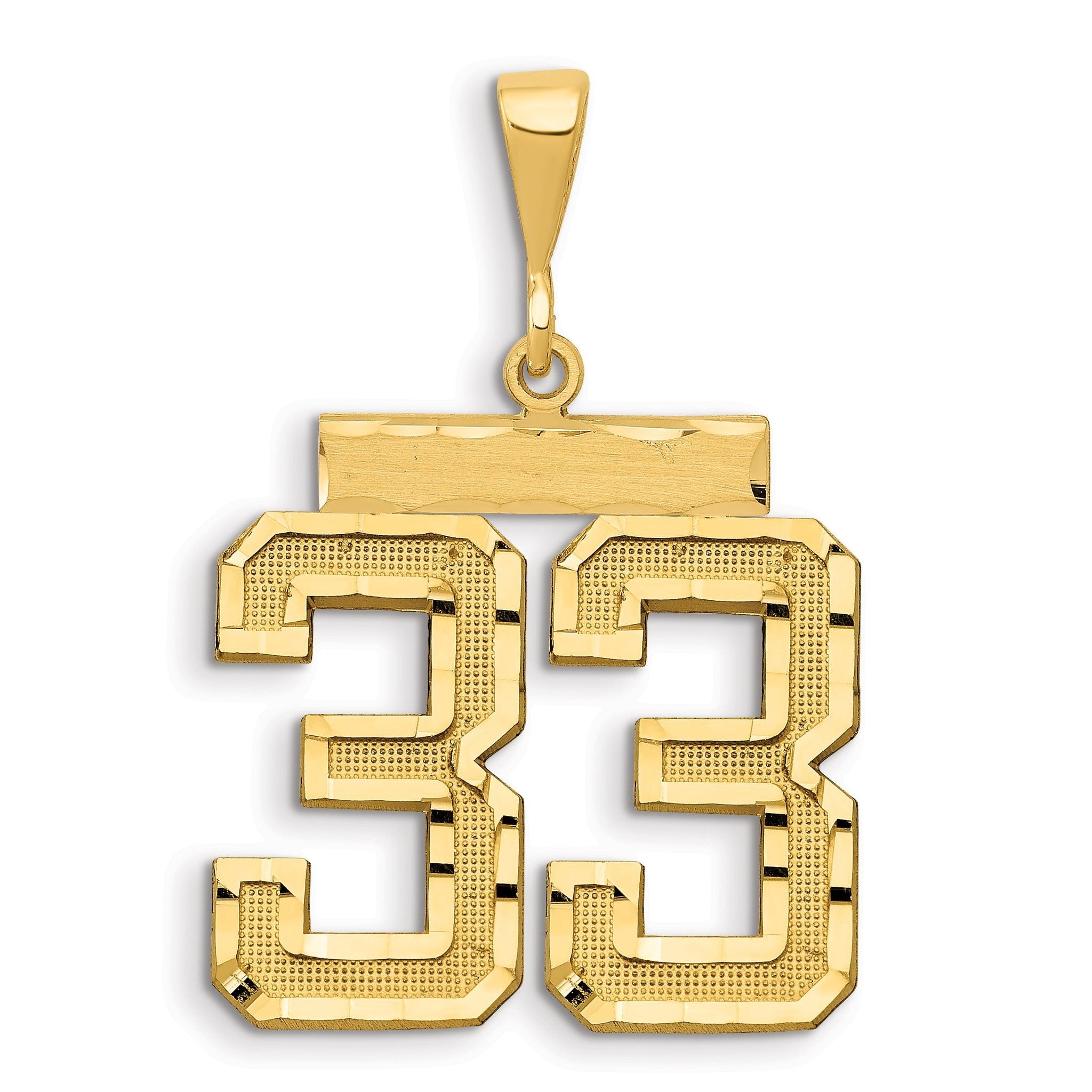 14K Small Diamond-cut Number 33 Charm
