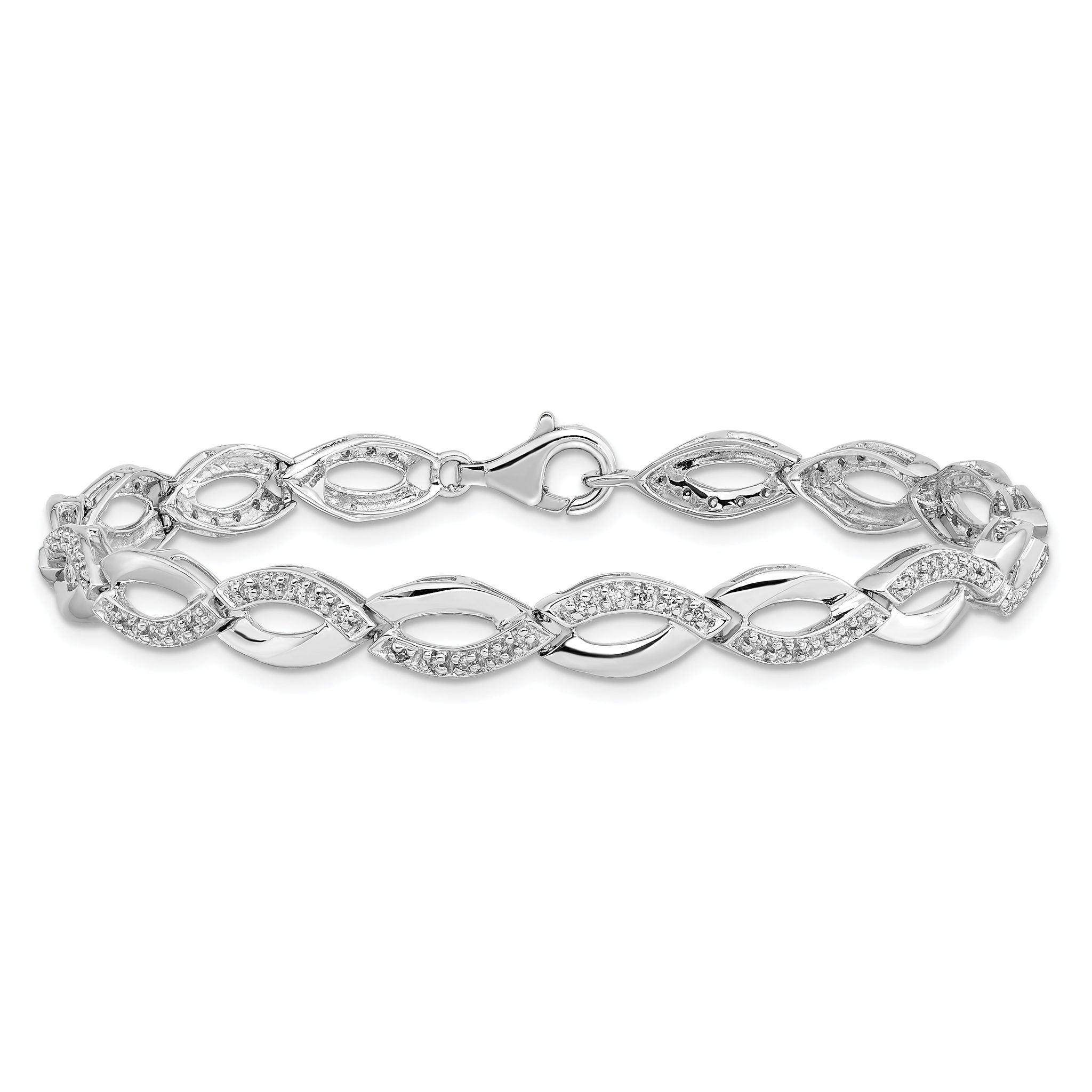 Sterling Silver Rhodium-plated Diam. Bracelet