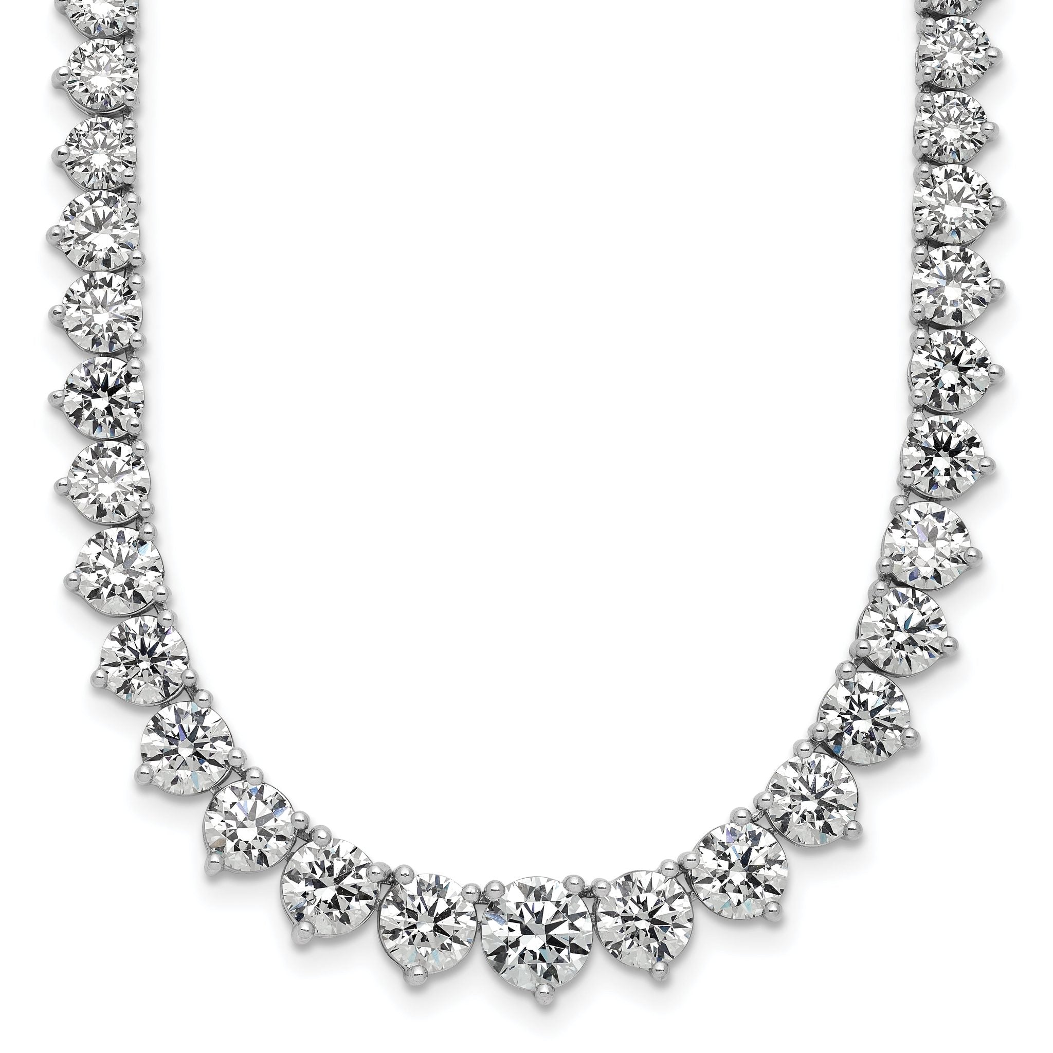 14k White Gold 27 3/4 carat Certified Lab Grown Diamond VS+ F+ Complete Round 16 inch Graduated Tennis Necklace