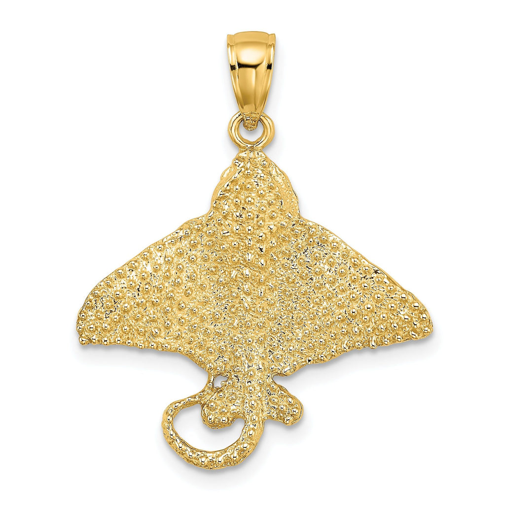 14K Textured Spotted Eagle Ray Charm