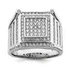 Brilliant Embers Sterling Silver Rhodium-plated 109 Stone Micro PavÃƒÂ¢Ã‚â‚¬Ã‚Å¡ CZ Men's Ring