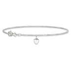 Sterling Silver Heart Dangle Anklet
