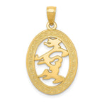 14K Gold Chinese Happiness Symbol Pendant in Polished Oval Frame