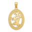 14K Gold Chinese Happiness Symbol Pendant in Polished Oval Frame
