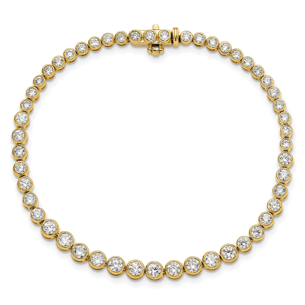 14k 3 carat Lab Grown Diamond VS/SI+ G+ Complete Round Bezel Set 7 inch Tennis Bracelet