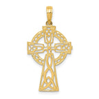 14K Gold Polished Celtic Cross Pendant with Solid Cast Design