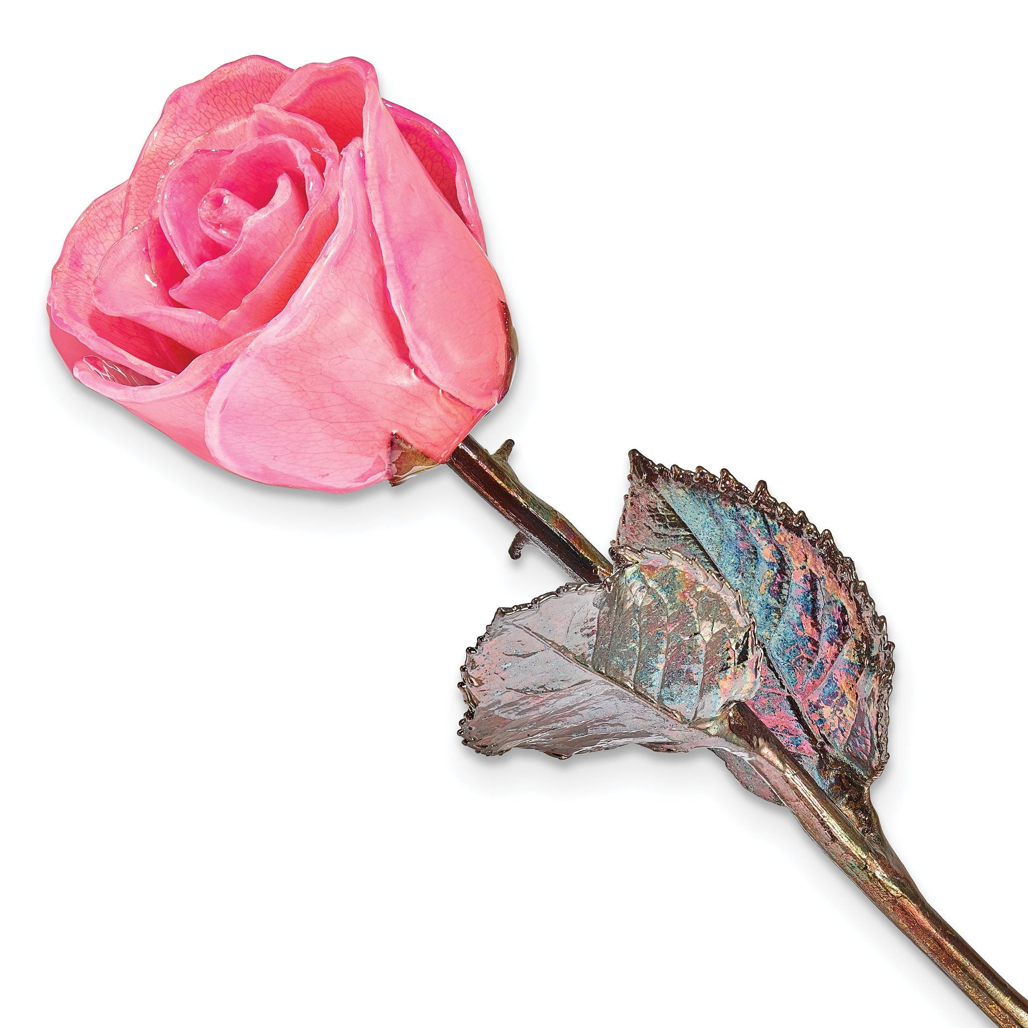 Pink Lacquer Dipped Copper Trimmed Real Rose Main image