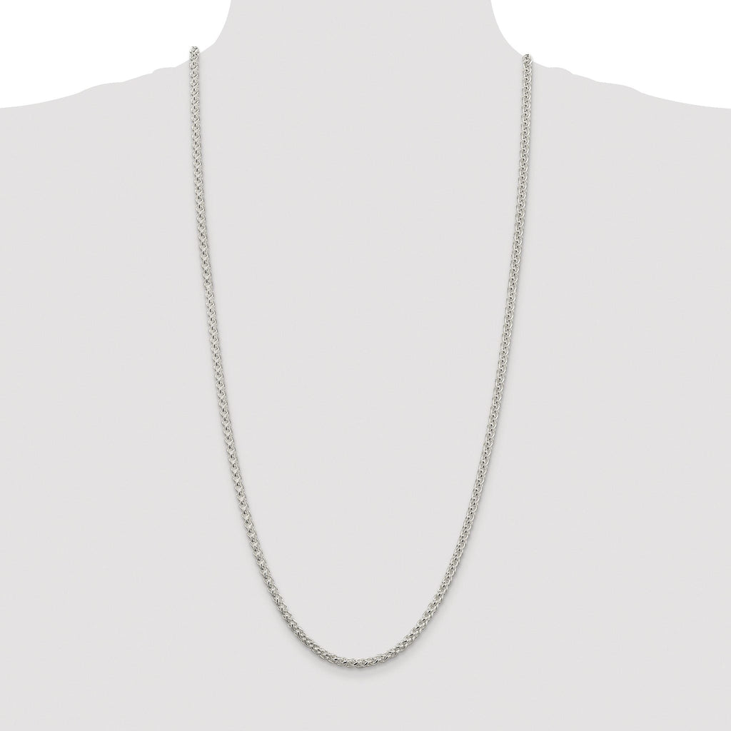 Sterling Silver Rhodium-plated 4mm Round Spiga Chain