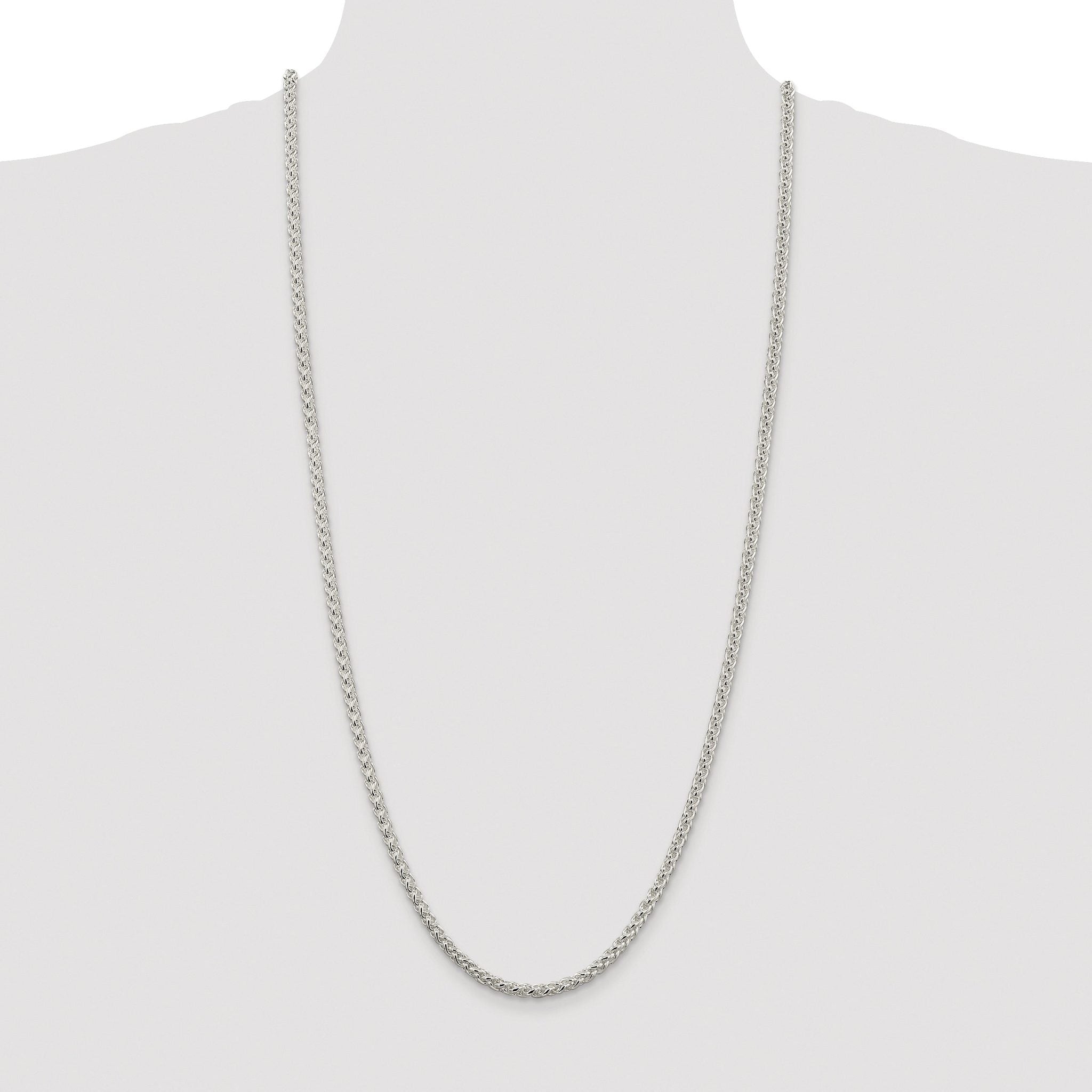 Sterling Silver Rhodium-plated 4mm Round Spiga Chain