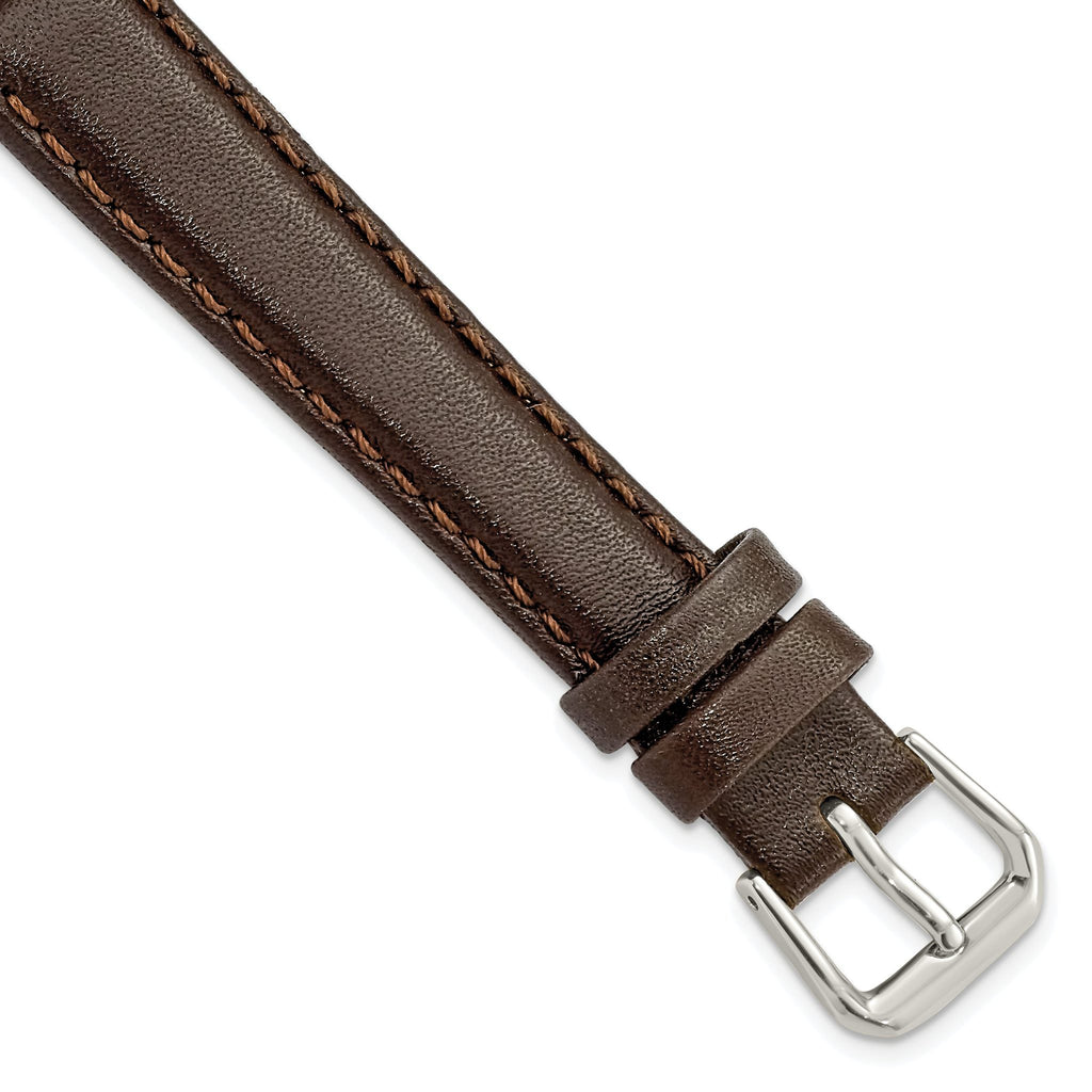 Smooth Leather Watch Band in Dark Brown, 19mm