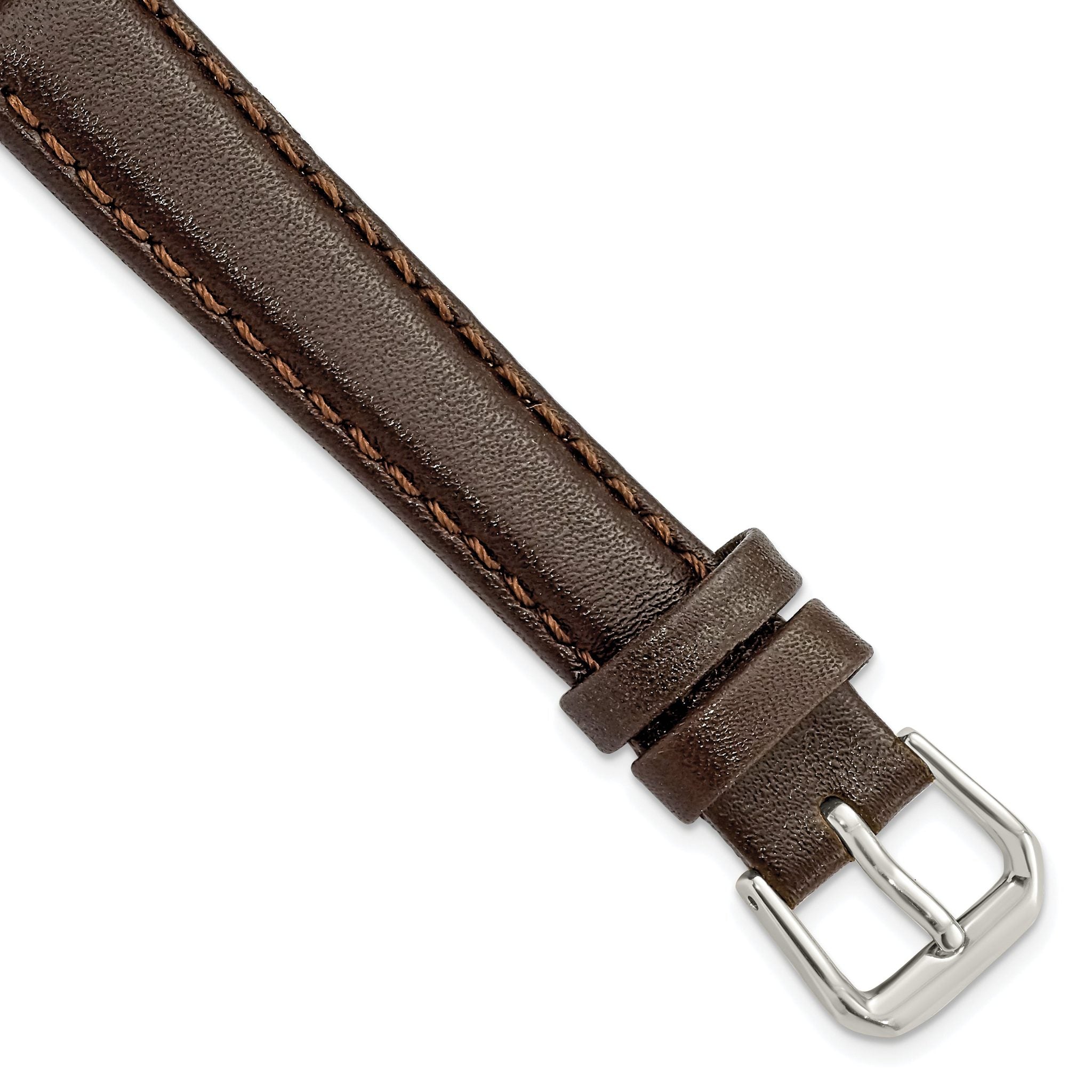 Smooth Leather Watch Band in Dark Brown, 19mm