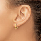 10K Polished and Diamond-cut Huggie Hoop Earrings