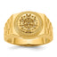 14k Ridged-Sides Circular Top Mens Diamond Ring Mounting (No Stone Included)
