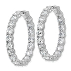 Sterling Shimmer Sterling Silver Rhodium-plated 5.2mm CZ 36 Stone In and Out Hinged Hoop Earrings