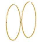 14k Polished 2.0 x 90mm Tube C-Hoop Post Earrings