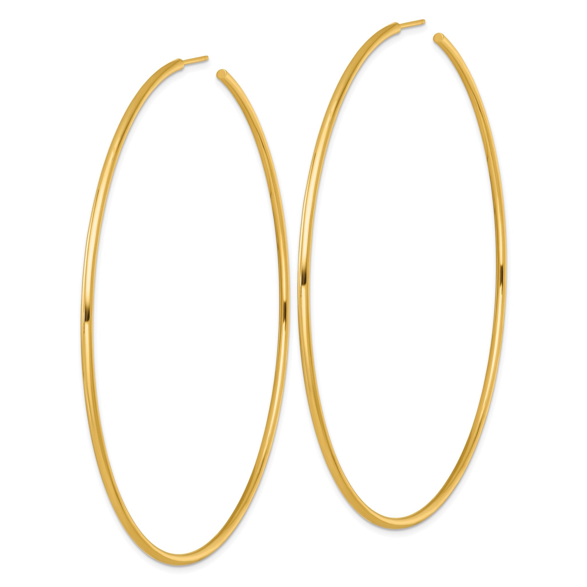 14k Polished 2.0 x 90mm Tube C-Hoop Post Earrings
