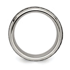 Edward Mirell Stainless Steel and Black Ti Rope Design Beveled Casted 9mm Band