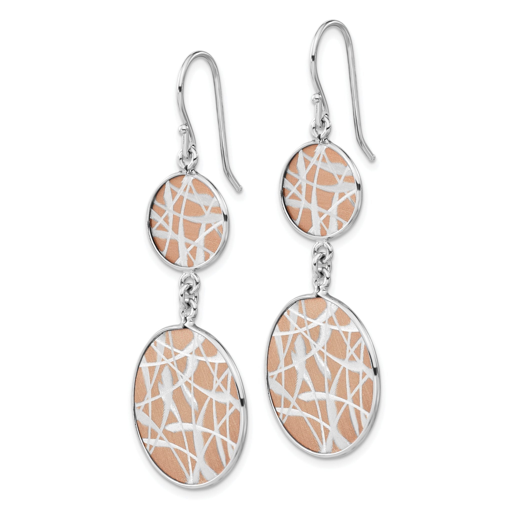 Rose Gold-Plated Sterling Silver Dangle Earrings with Laser Satin Design Secondary image