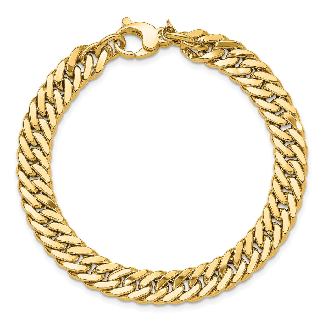 14K Polished and Satin Reversible Fancy Curb Bracelet
