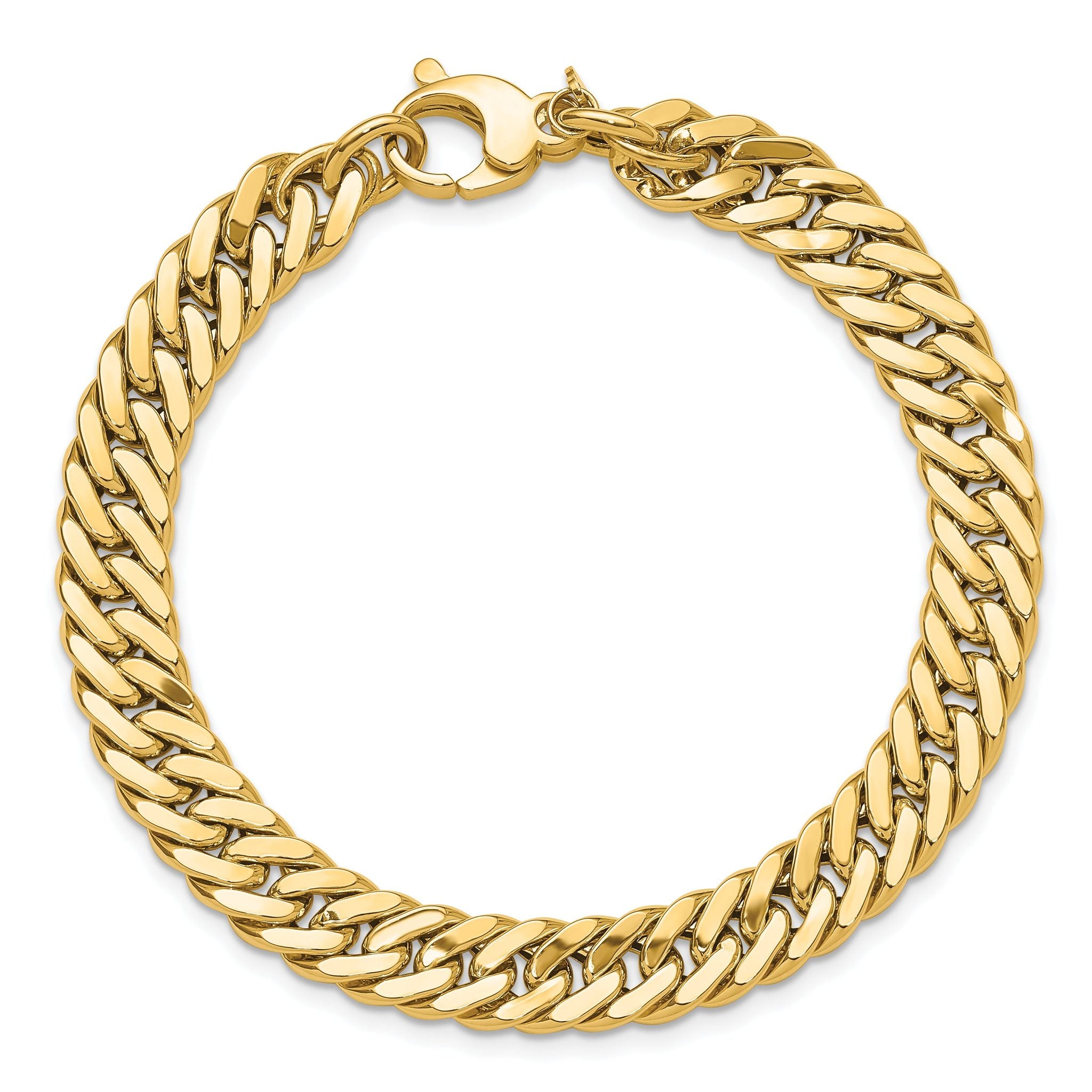 14K Polished and Satin Reversible Fancy Curb Bracelet