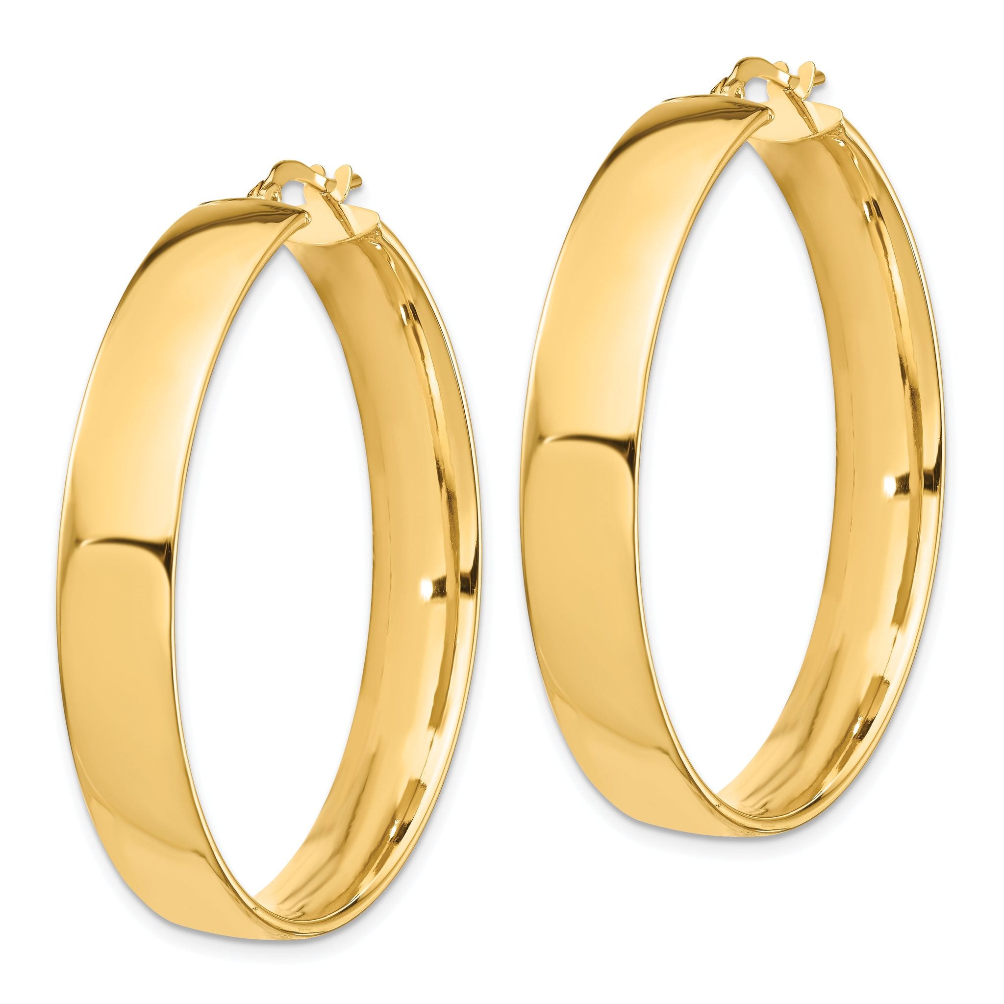 14k High Polished 7mm Hoop Earrings Secondary image