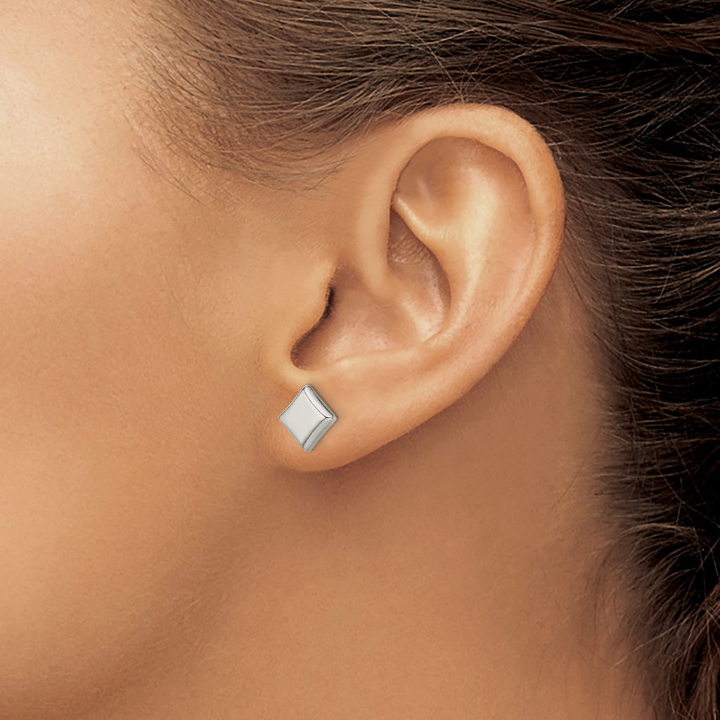 Titanium Polished Square Button Earrings