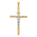 14K Two-Tone Gold Polished Jesus Crucifix Pendant  Hollow, Elegant Religious Charm