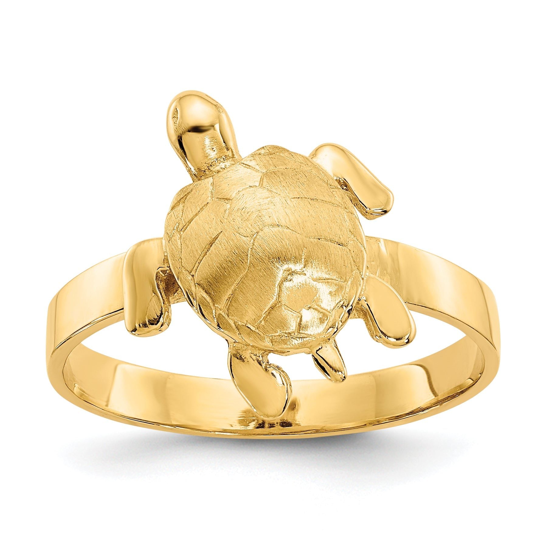 14K Gold Polished / Textured Sea Turtle Ring Main image