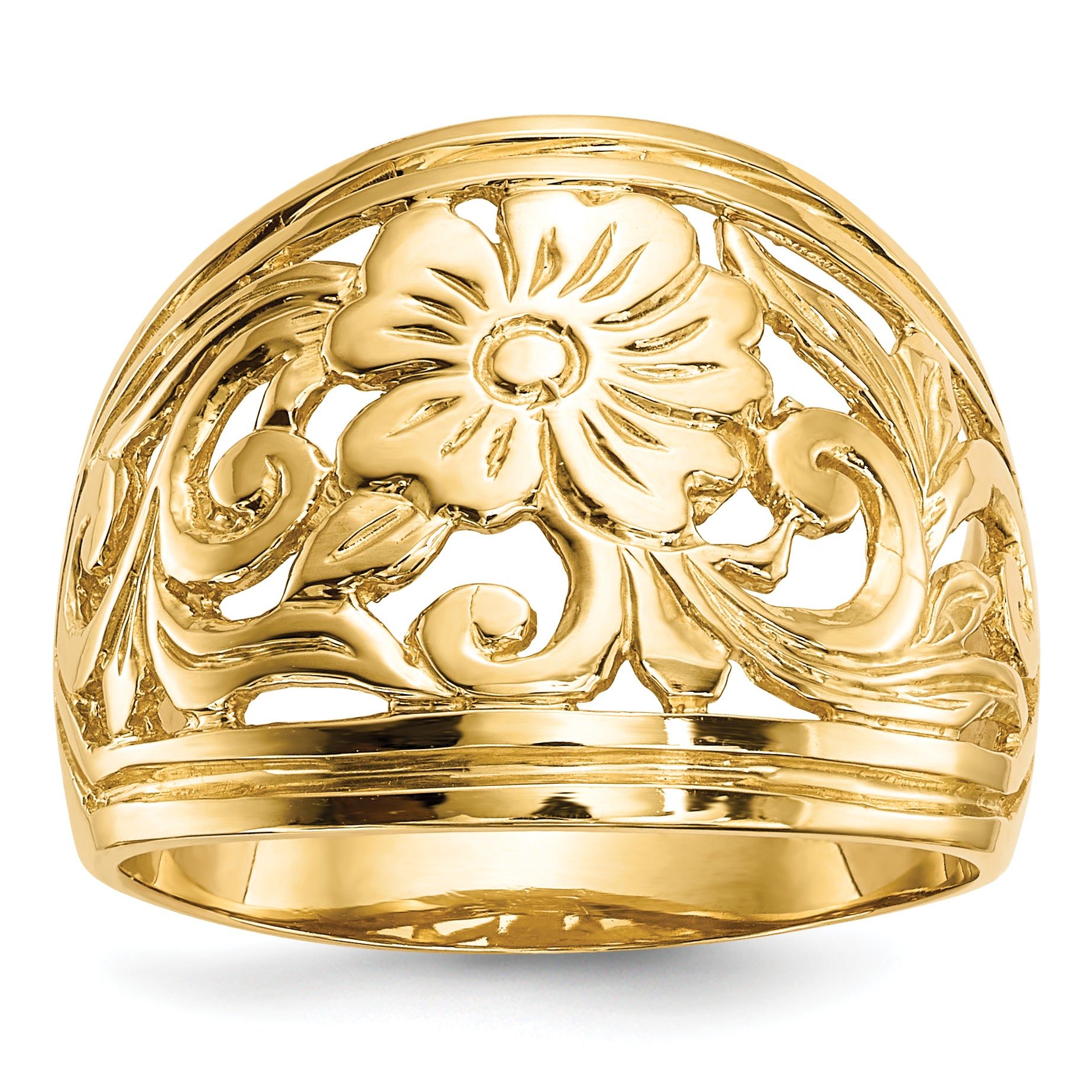 14k Polished Floral Ring Main image