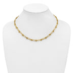 14K Polished Paperclip and Beaded Fancy Necklace