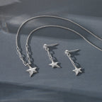 SS RH-plated Polished Star Link Dangle Post Earrings