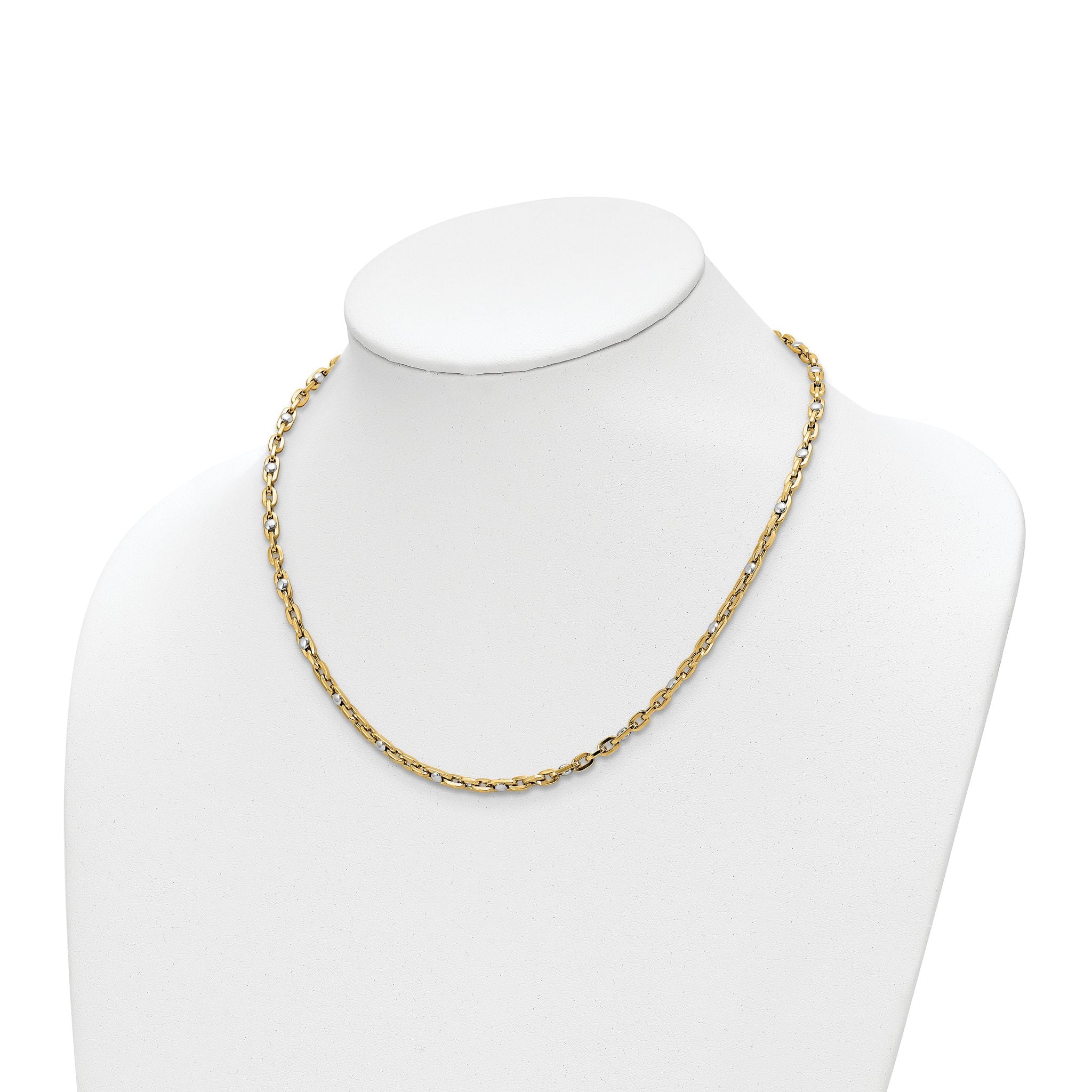 14K Two-tone Polished Link Necklace Secondary image