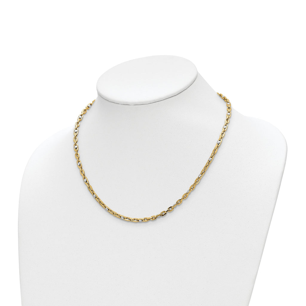 14K Two-tone Polished Link Necklace