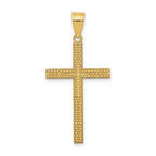 14K Gold Diamond-Cut Latin Cross Pendant with Flat Back Design