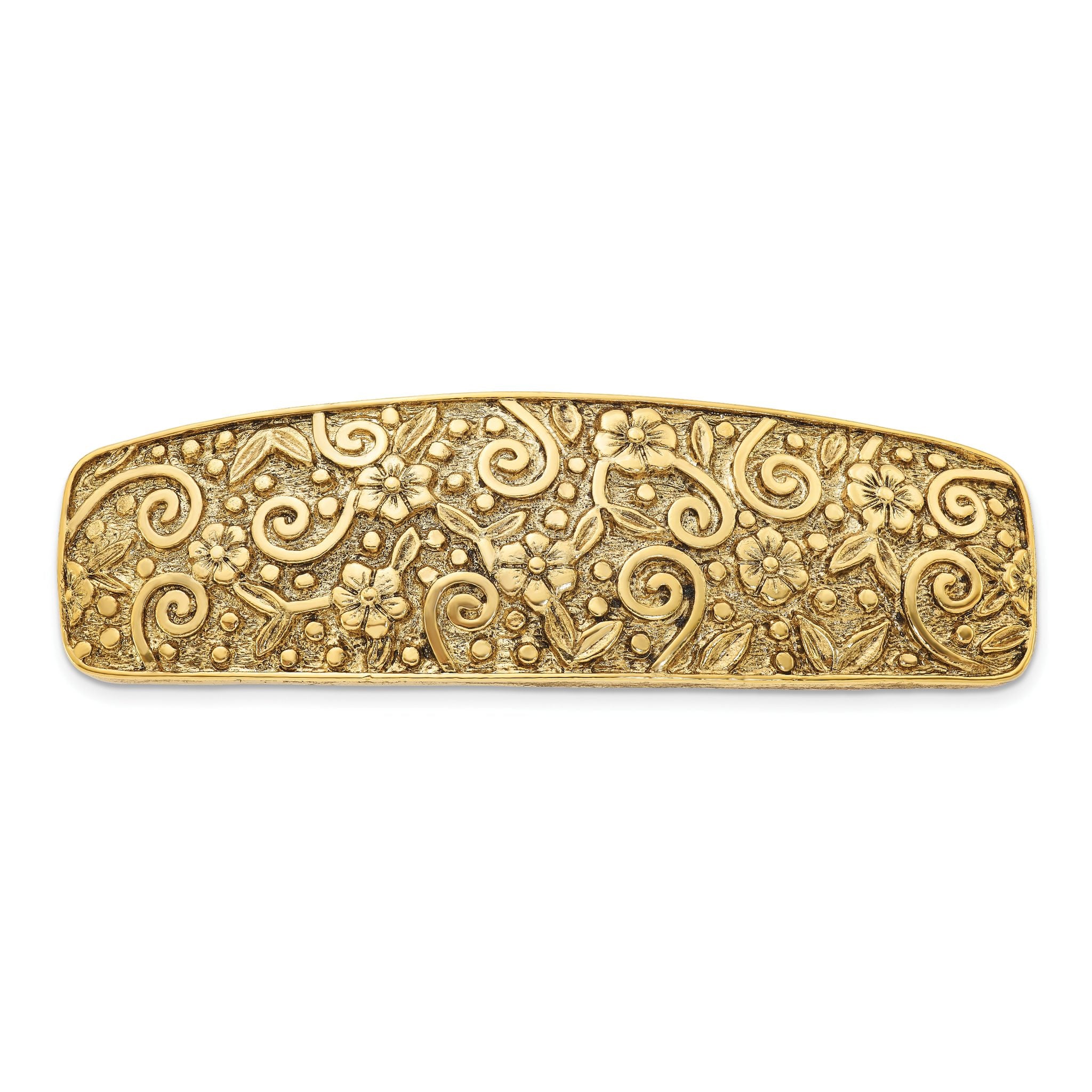 1928 Jewelry Gold-tone Ornate Swirl and Floral Motif Hair Barrette Main image