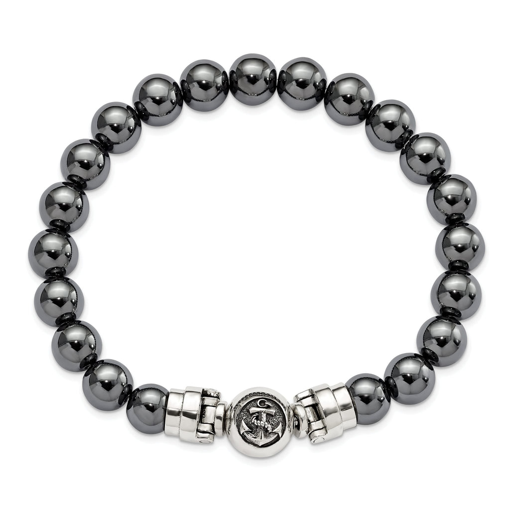 Sterling Silver Reflections 10mm Hematite Beaded 8in Bracelet/Bead not included, sold seperately