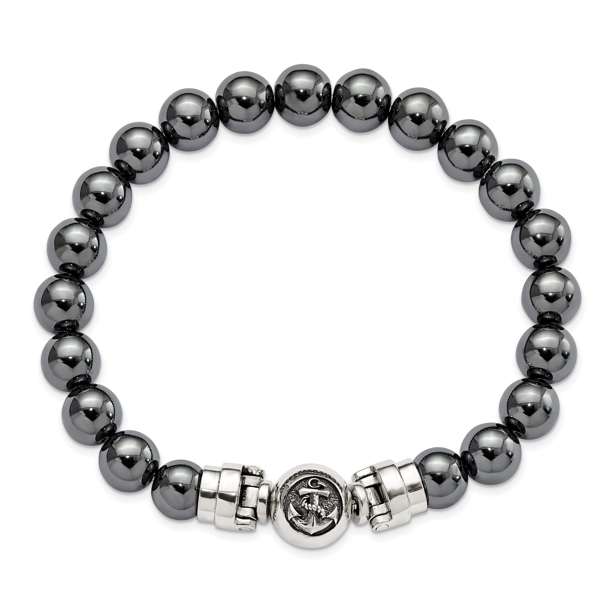 Sterling Silver Reflections 10mm Hematite Beaded 8in Bracelet/Bead not included, sold seperately