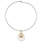 1928 Silver-tone & Gold-tone Crystal Peace Symbol Choker Necklace