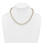 14k Two-tone Polished 7mm Fancy Oval Chain 17.75 inch Necklace