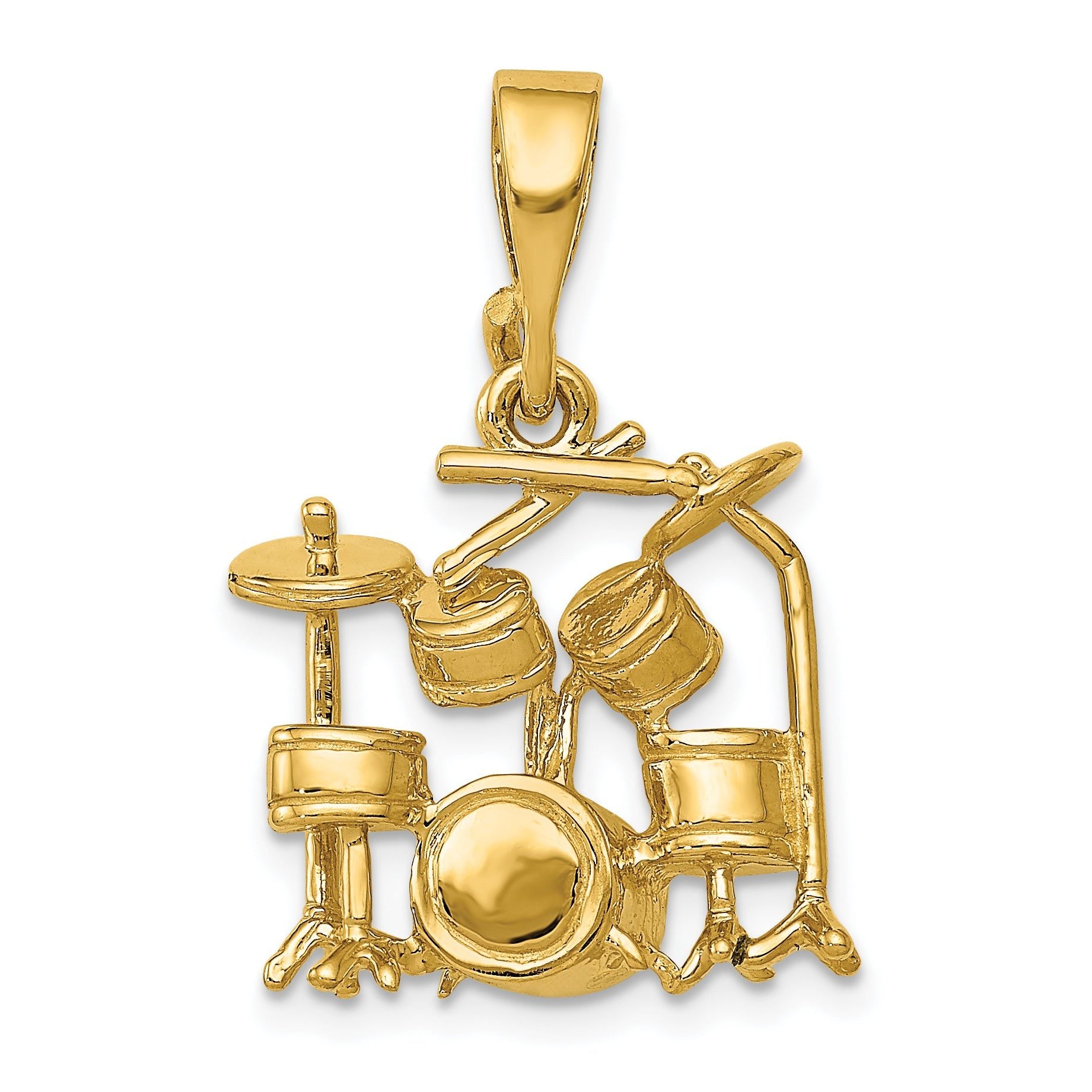 14K Gold 3D Drum Set Charm with Polished Finish for Men Main image