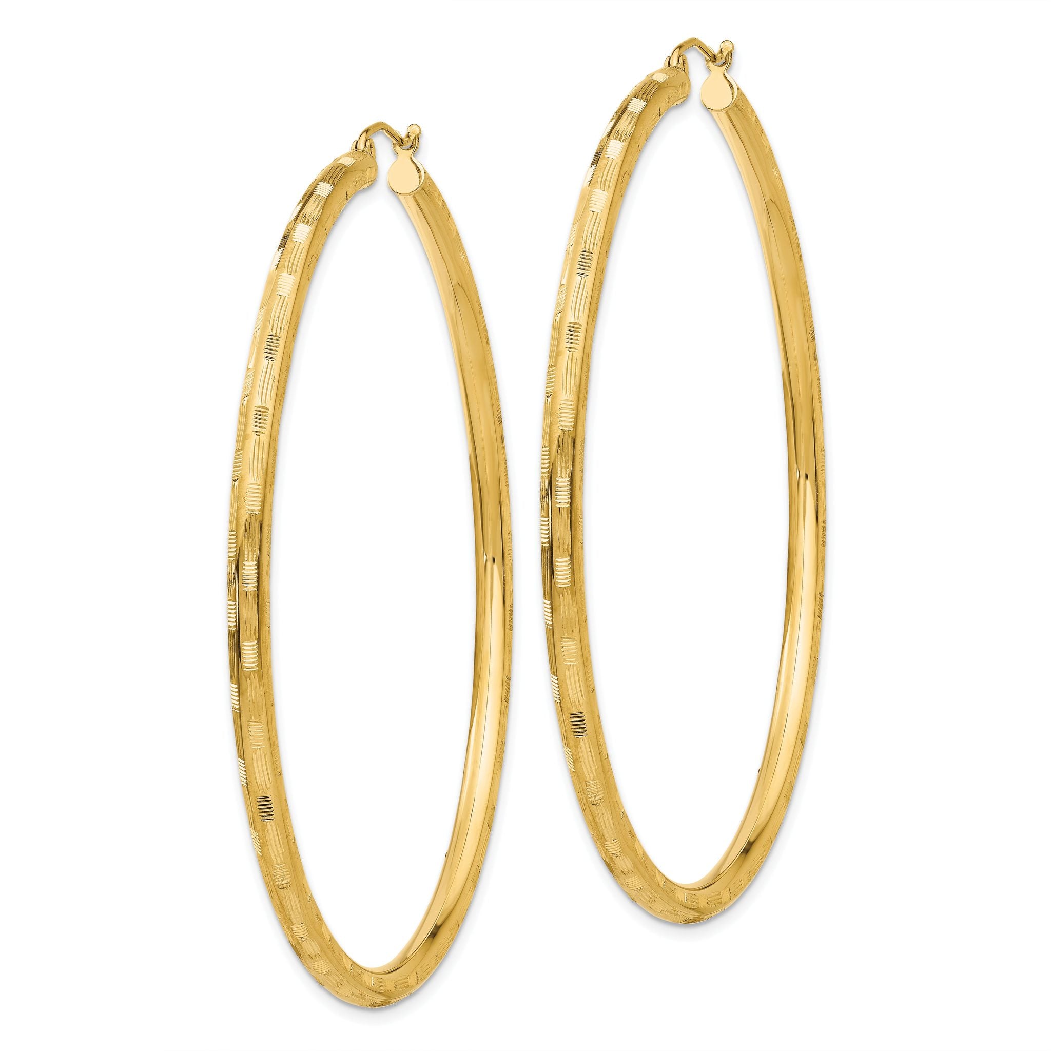 14k Diamond-cut Hoop Earrings Secondary image