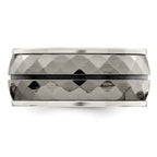 Black Inlay Wedding Band in Sterling Silver & Titanium, 10mm