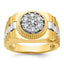 14k Two-tone Men's Polished Satin and Textured Cluster Ring Mounting, Mounting Only