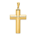 14K Gold Hollow Cross Pendant with Polished Finish by Sophia Jewelers