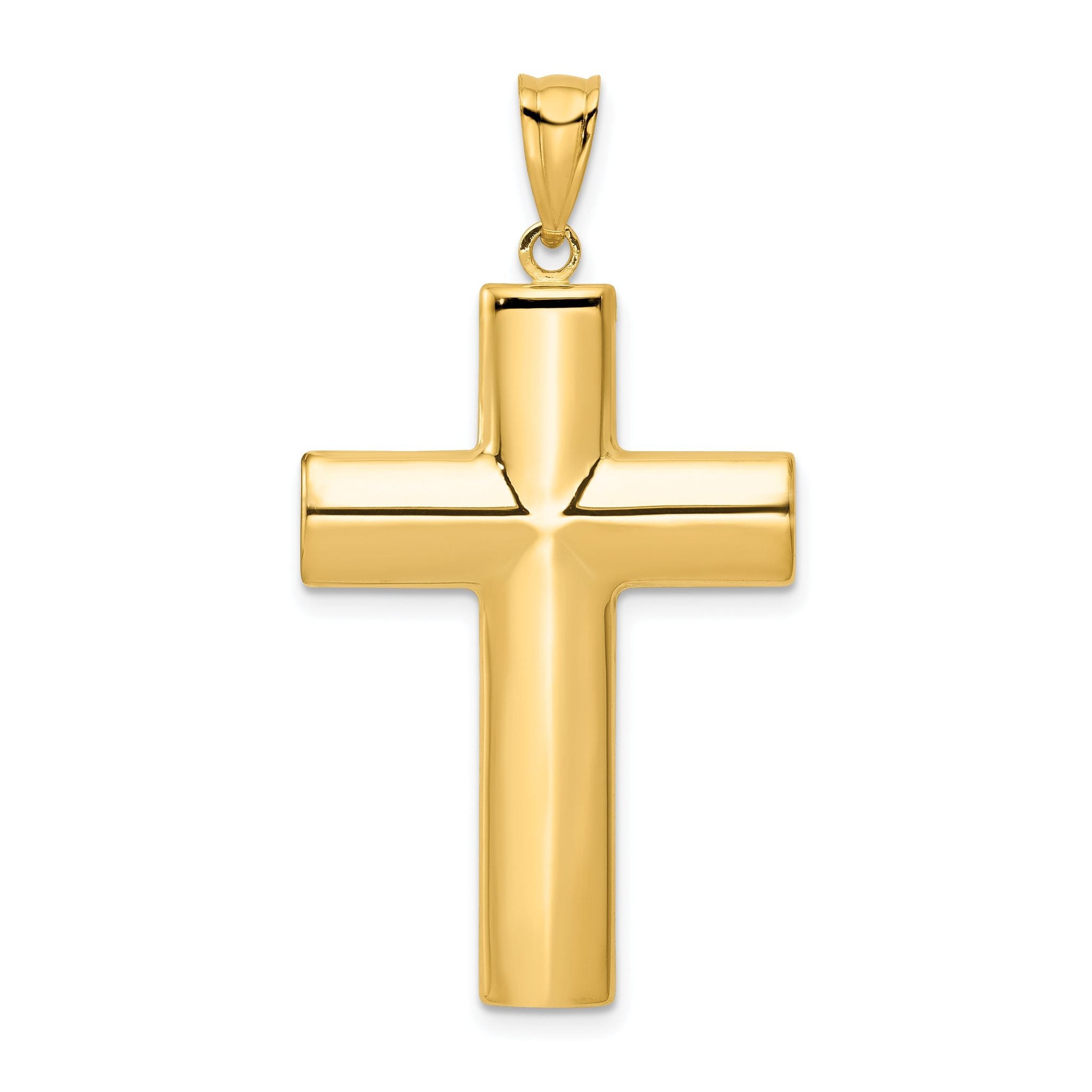 14K Gold Hollow Cross Pendant with Polished Finish by Sophia Jewelers