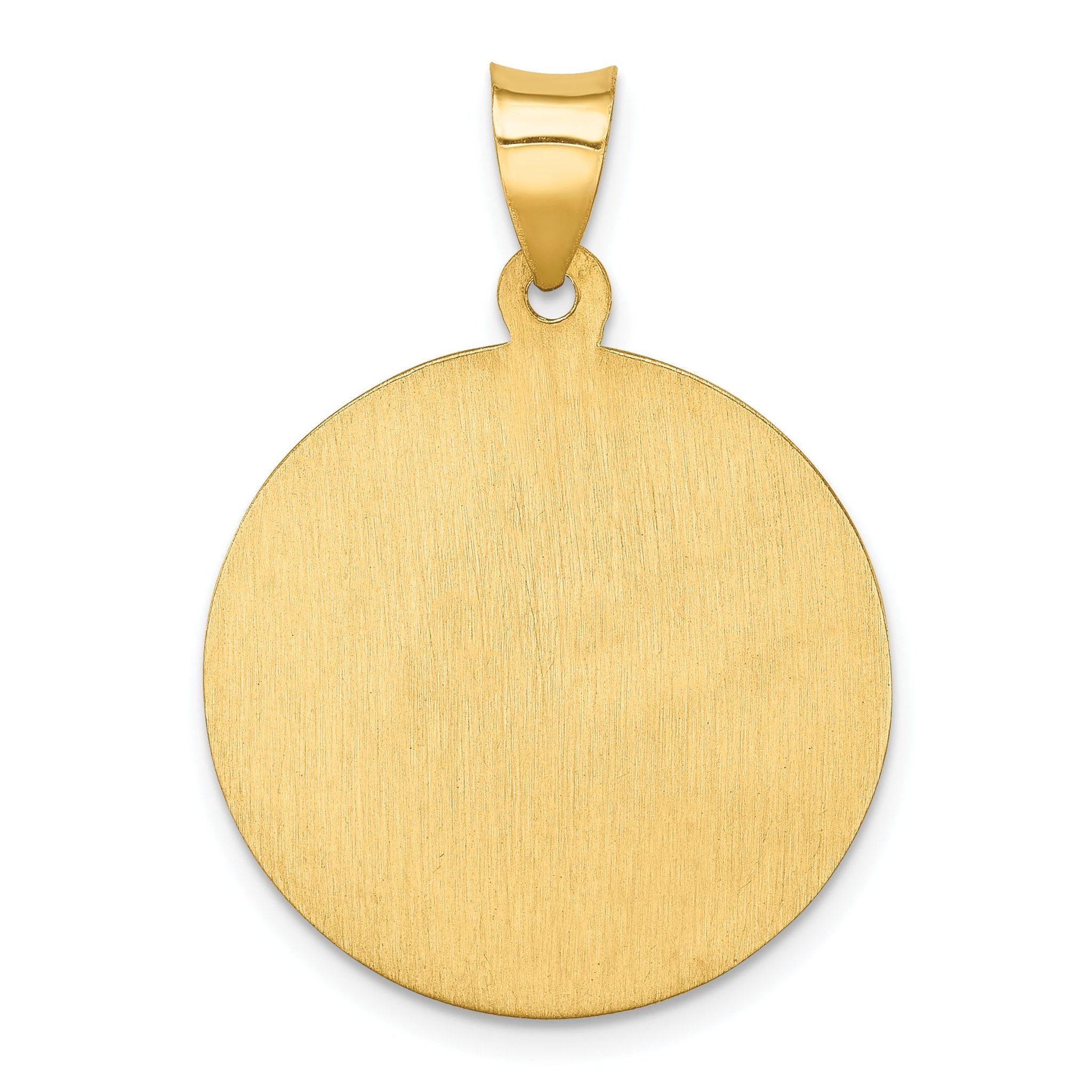14K Polished and Satin St Florian Medal Hollow Pendant